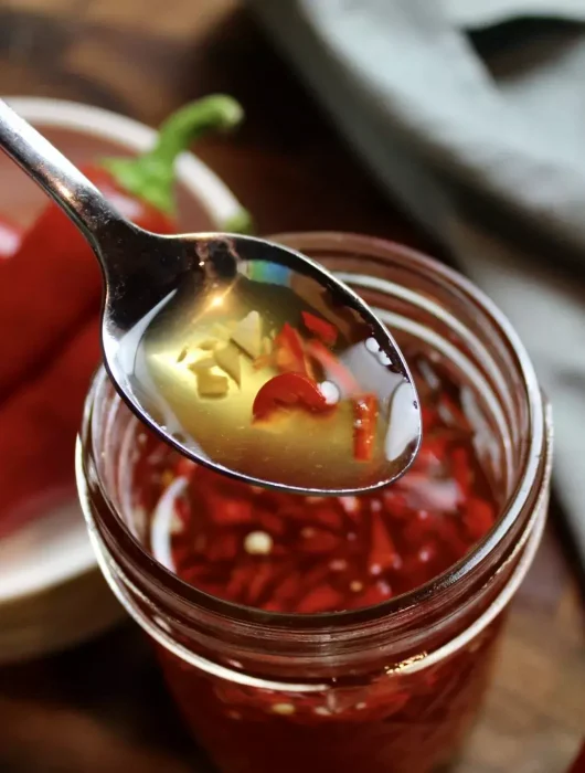 Sweet Chili Sauce made with Fresno Peppers