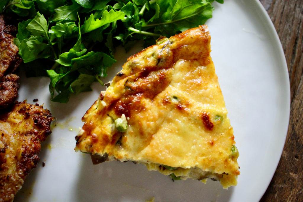 Savory Cheese Soufflé with Mushrooms, Peas & Pancetta Sow The Table