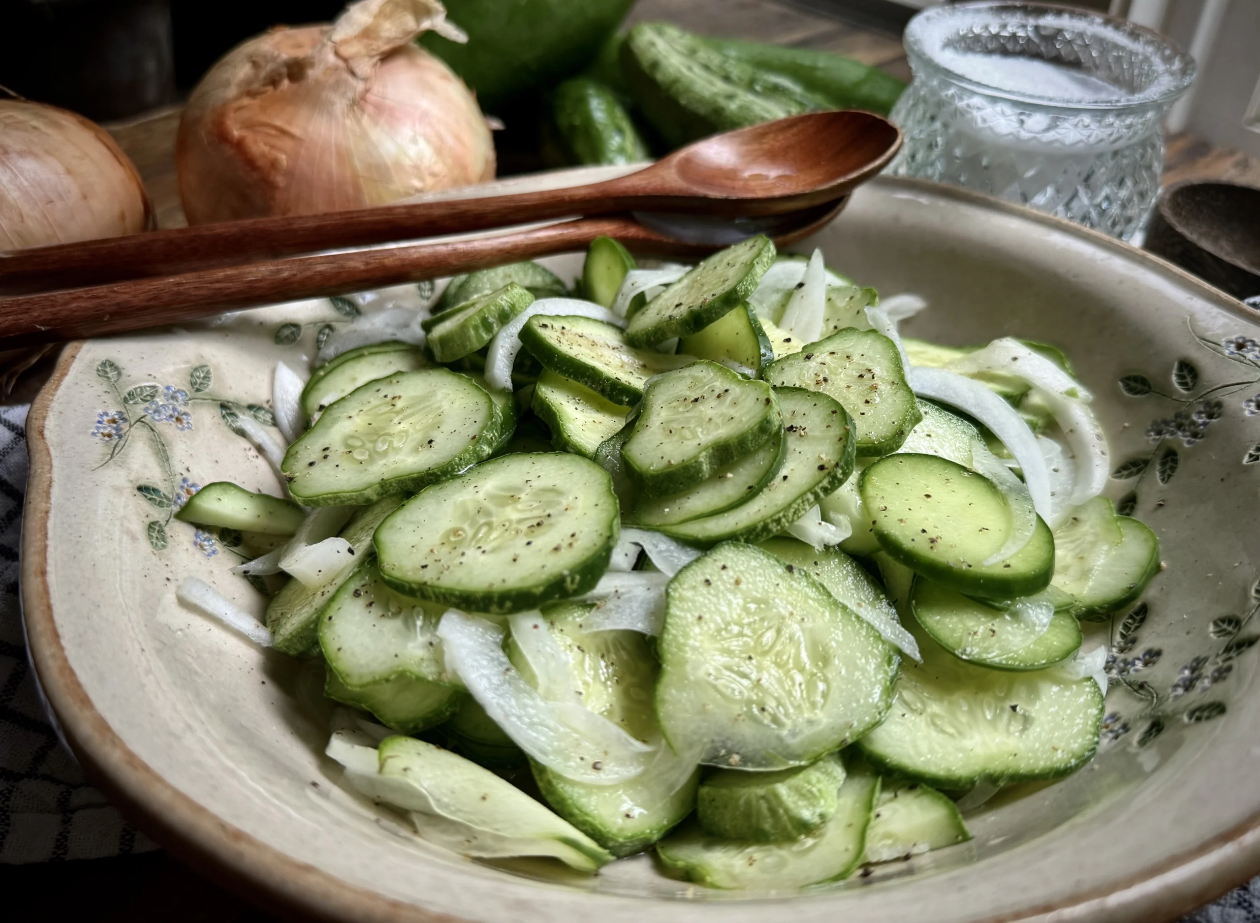 Fresh and zingy Cucumber and Onion Salad - an every day summertime side dish. A Southern favorite!