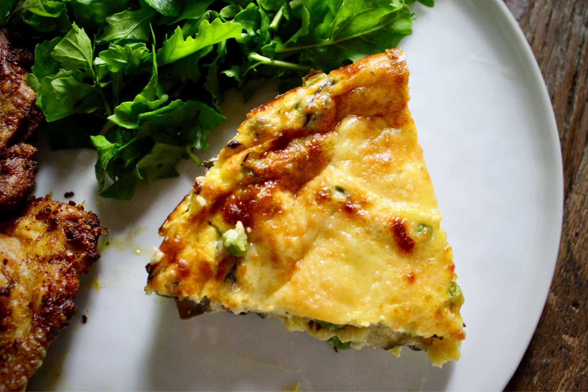 Cheesy Mushroom, Pea and Pancetta Souffle. So fluffy and oh so delicious!